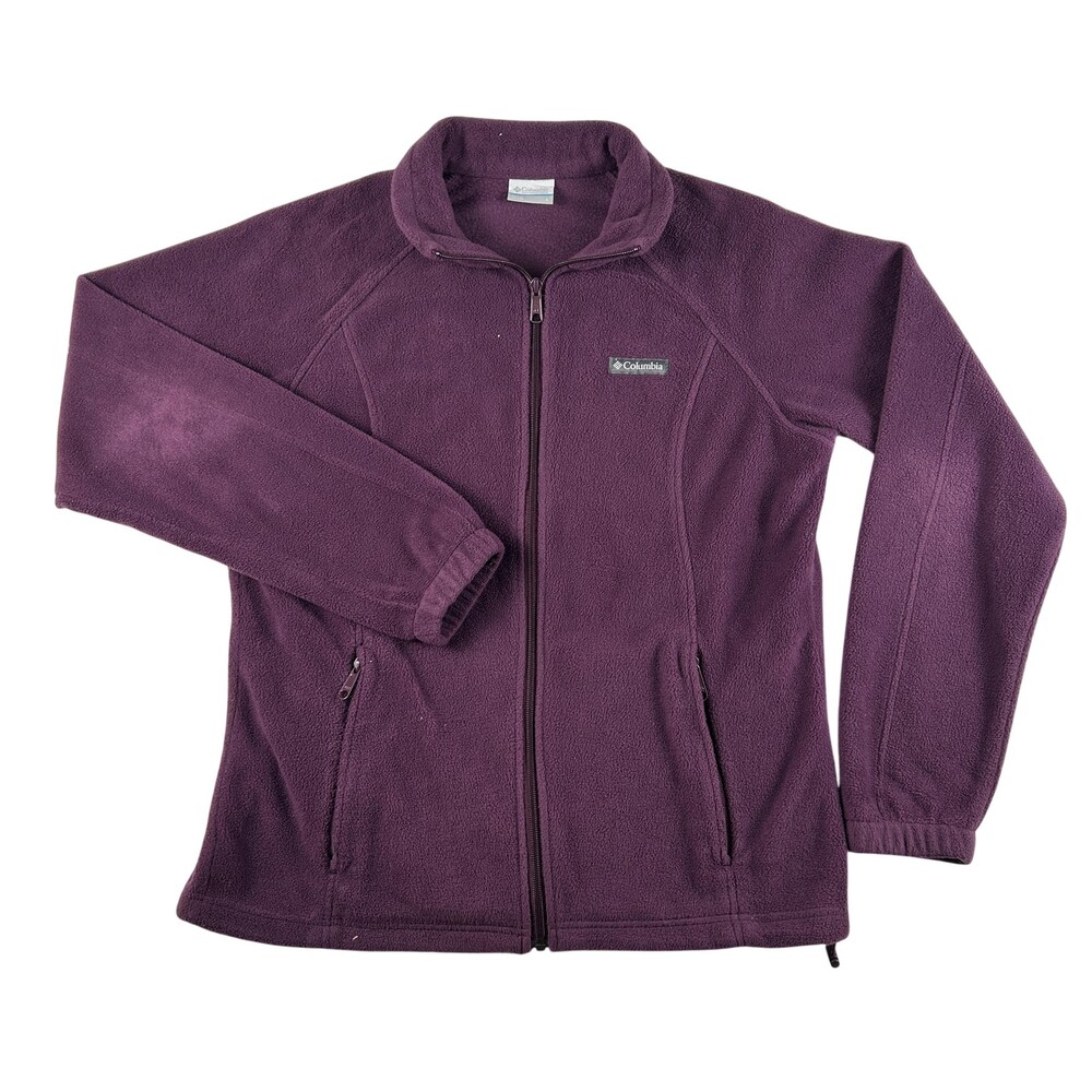 Columbia Jacket Womens Large Purple Fleece Full Zip Lightweight Pockets Cozy